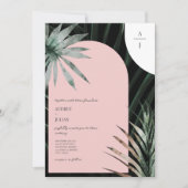 Invitation Mariage Monogramme à arc rose pâle des palmes trop (Devant)
