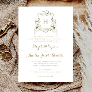 Invitation Mariage monogramme à crête de verdure d'hortensia 