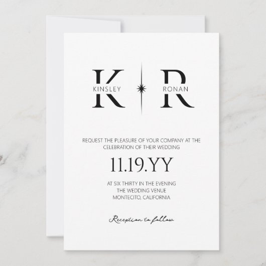 Invitation Mariage Monogramme à Élégante Explosion (Devant)