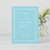 Invitation Mariage Monogramme Aqua Clair Classique Absolu (Debout devant)