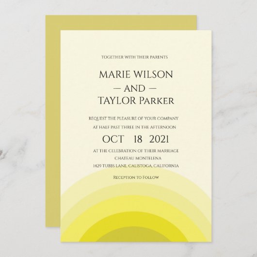 Invitation Mariage monogramme aquarelle (Devant / Derrière)