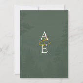 Invitation Mariage Monogramme Aquarelle Classique Pin Vert (Dos)