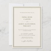 Invitation Mariage Monogramme Argenté Vert Olive (Devant)