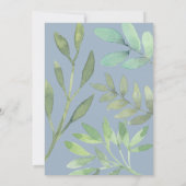 Invitation Mariage Monogramme avec Verdure Bleu Poussiéreux  (Dos)