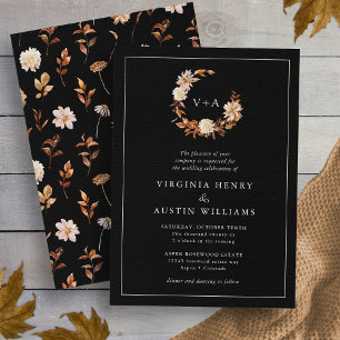 Invitation Mariage Monogrammé Black Fall