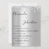 Invitation Mariage Monogramme Black Silver Drivers Gris Étinc (Devant)
