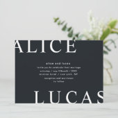 Invitation Mariage Monogramme blanc ultra moderne (Debout devant)