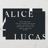 Invitation Mariage Monogramme blanc ultra moderne (Devant / Derrière)