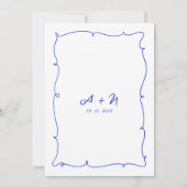 Invitation Mariage Monogramme bleu clair tiré à la main du co (Dos)