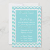 Invitation Mariage Monogrammé Bleu et Blanc à Chevron (Dos)