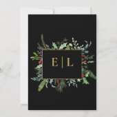 Invitation Mariage Monogramme Botanique Baies Hiver Or (Dos)
