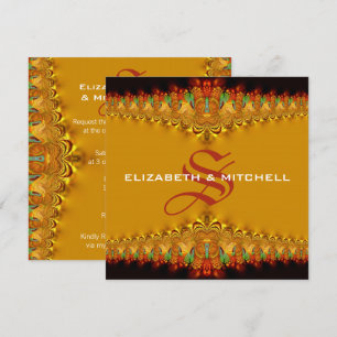 Invitation Mariage Monogramme Broderie Or Tango Rasta