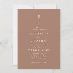 Invitation Mariage Monogramme Brown moderne