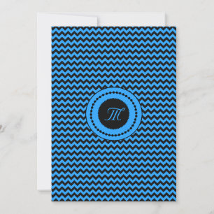 Invitation Mariage Monogrammé Chevron Bleu Foncé