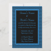 Invitation Mariage Monogrammé Chevron Bleu Foncé (Dos)