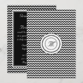 Invitation Mariage Monogrammé Chevron Noir et Blanc (Devant / Derrière)