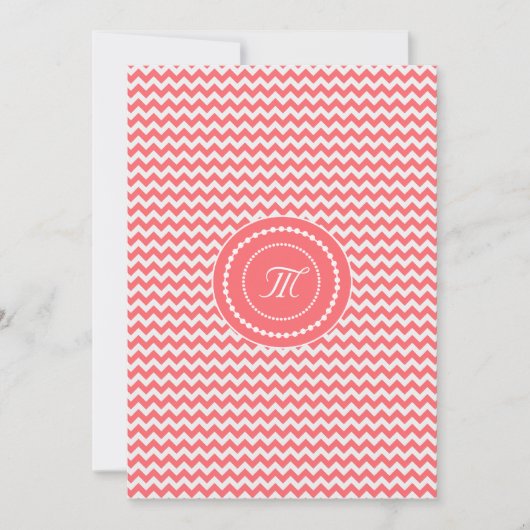 Invitation Mariage Monogrammé Chevron Rose (Devant)