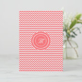 Invitation Mariage Monogrammé Chevron Rose (Debout devant)