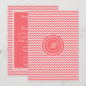 Invitation Mariage Monogrammé Chevron Rose (Devant / Derrière)