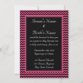 Invitation Mariage Monogrammé Chevron Rose (Dos)