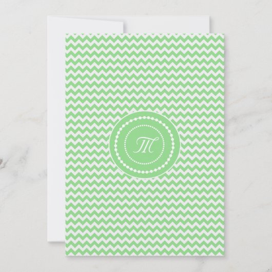 Invitation Mariage Monogrammé Chevron Vert et Blanc (Devant)