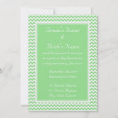Invitation Mariage Monogrammé Chevron Vert et Blanc (Dos)