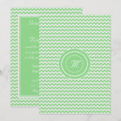 Invitation Mariage Monogrammé Chevron Vert et Blanc (Devant / Derrière)