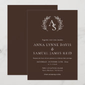 Invitation Mariage Monogramme Chocolat Brun et Blanc (Devant / Derrière)