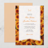 Invitation Mariage Monogramme Chrysanthèmes Orange Automne (Devant / Derrière)