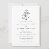 Invitation Mariage Monogramme Classique au Lys Calla (Devant)
