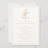 Invitation Mariage Monogramme Classique Lys Callas Or (Devant)