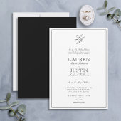 Invitation Mariage Monogramme classique noir et blanc