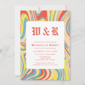 Invitation Mariage Monogramme couleur rétro (Devant)