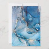 Invitation Mariage Monogramme D'Agate Bleu Et Or Nautique (Dos)