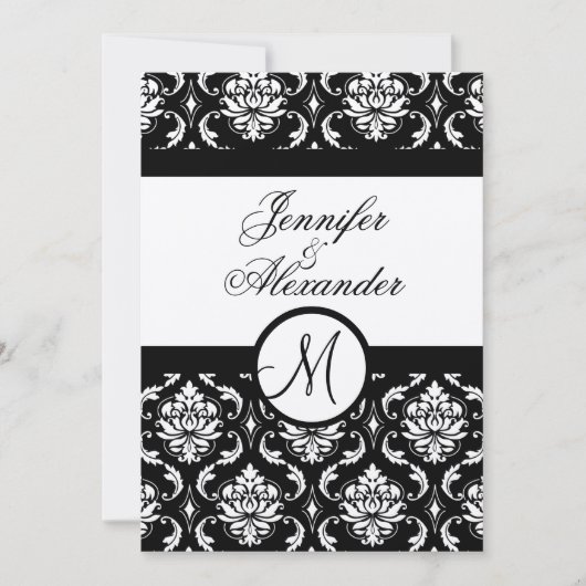 Invitation Mariage Monogramme Damask Invitation Pa (Devant)