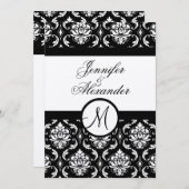 Invitation Mariage Monogramme Damask Invitation Pa (Devant / Derrière)
