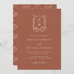 Invitation Mariage monogramme d'automne