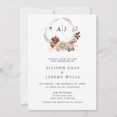 Invitation Mariage Monogramme d'automne du budget (Devant)
