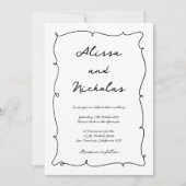 Invitation Mariage Monogramme de bordure et de script de main (Devant)