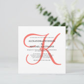 Invitation Mariage monogramme de corail classique (Debout devant)