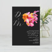 Invitation Mariage Monogramme de couleur marine (Debout devant)