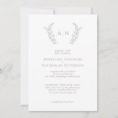Invitation Mariage monogramme de feuillage minimal moderne (Devant)