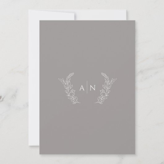 Invitation Mariage monogramme de feuillage minimal moderne (Dos)