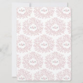 Invitation Mariage monogramme de feuille rose pâle blanc dess (Dos)