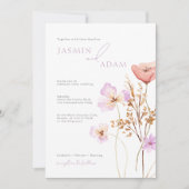 Invitation Mariage Monogramme de Fleur Sauvage de Lilas Pêche (Devant)