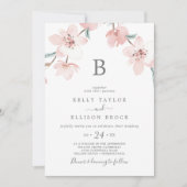 Invitation Mariage Monogramme de fleurs de cerisier de printe (Devant)