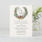 Invitation Mariage monogramme de la baie de Noël, de la couro (Debout devant)