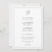 Invitation Mariage Monogramme de la marine classique (Devant)