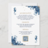 Invitation Mariage Monogramme de la Marine Nautilique Code QR (Dos)