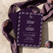 Invitation Mariage Monogramme de Luxe Prune